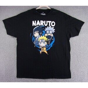 Naruto Shirt Mens 2XL Shippuden Chibi Black Ripple Junction Graphic T-shirt XXL